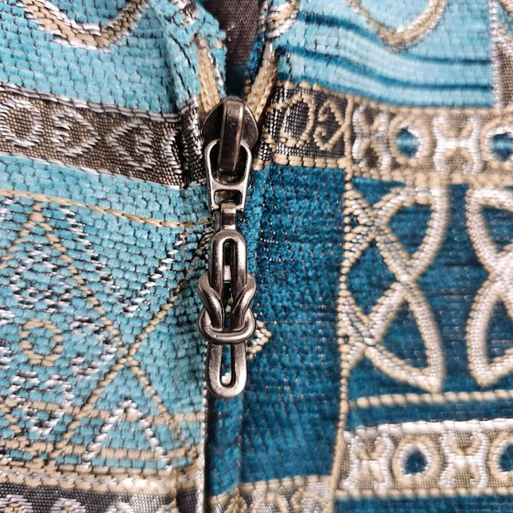 DRESS BARN WOMAN Tapestry Blazer Jacket TEAL BLUE MULTI Plus size 3X Art to Wear - Picture 4 of 8